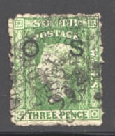 OFFICIAL  Queen Victoria 3d.  Yellow Green  Perf 13 X 10  SG O5ba - Used Stamps