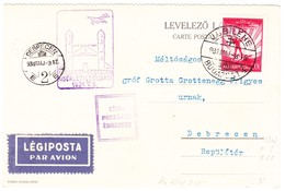 1934 Flugkarte Aus Jubilehe Nach Debrecen - Lettres & Documents