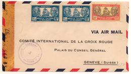 Lettre Censurée Pour Genève Croix Rouge Avec 3t Dont 20F Lapérouse Cote Mini 85 € - Briefe U. Dokumente