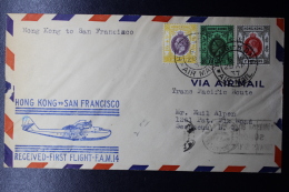 Hong Kong : First Flight Hong Kong -> San Fransisco FAM 14 , 29 April 1937  3 Color Franking - Covers & Documents