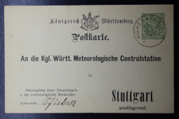 Württemberg  Karte DPB14 Meteorologische Centraal Station - Postwaardestukken