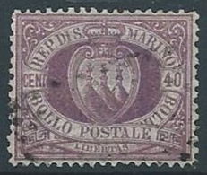 1877-90 SAN MARINO USATO STEMMA 40 CENT - RR13943 - Usados