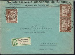 SARRE - 1922 - Enveloppe Recommandée De La Société Générale De Sarrebruck Pour Etampes (FR) - B/TB - - Lettres & Documents