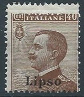 1912 EGEO LIPSO EFFIGIE 40 CENT VARIETà MNH ** - RR13839-2 - Aegean (Lipso)