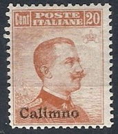 1917 EGEO CALINO EFFIGIE 20 CENT MH * - RR12392 - Egeo (Calino)