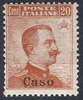 1917 EGEO CASO EFFIGIE 20 CENT MH * - RR12392 - Egeo (Caso)
