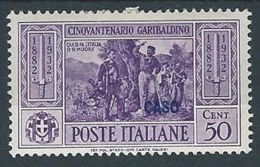 1932 EGEO CASO GARIBALDI 50 CENT MH * - RR13583 - Ägäis (Caso)