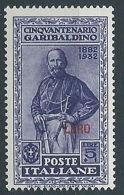 1932 EGEO LERO GARIBALDI 5 LIRE MH * - RR13585-2 - Egée (Lero)