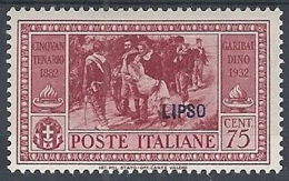 1932 EGEO LIPSO GARIBALDI 75 CENT MH * - RR12420 - Aegean (Lipso)