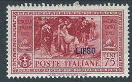 1932 EGEO LIPSO GARIBALDI 75 CENT MH * - RR13588 - Aegean (Lipso)