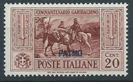 1932 EGEO PATMO GARIBALDI 20 CENT MNH ** - RR13581 - Egée (Patmo)