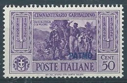 1932 EGEO PATMO GARIBALDI 50 CENT MH * - RR4486 - Egée (Patmo)
