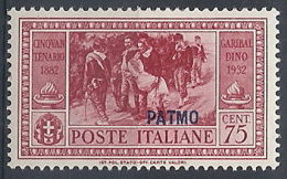 1932 EGEO PATMO GARIBALDI 75 CENT MH * - RR12419 - Egée (Patmo)