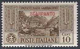 1932 EGEO SCARPANTO GARIBALDI 10 CENT MH * - RR12416 - Egée (Scarpanto)