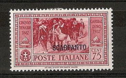 1932 EGEO SCARPANTO GARIBALDI 75 CENT MH * - RR7403 - Egée (Scarpanto)