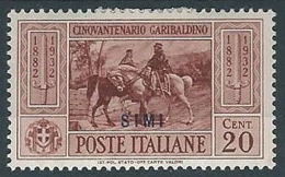 1932 EGEO SIMI GARIBALDI 20 CENT MH * - RR13591 - Egée (Simi)