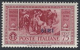 1932 EGEO SIMI GARIBALDI 75 CENT MH * - RR12415 - Egée (Simi)