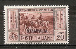 1932 EGEO STAMPALIA GARIBALDI 20 CENT MH * - RR7408 - Ägäis (Stampalia)