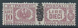 1945 LUOGOTENENZA PACCHI POSTALI 10 LIRE MNH ** - RR13780 - Paketmarken