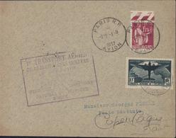 YT 321 10Fr Foncé Conquête Aérienne Atlantique Sud + 289 Paix Griffe 1er Transport Aérien De Courrier Sans Surtaxe Avion - 1960-.... Lettres & Documents