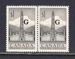 Canada 1952-53 Official, Mint No Hinge, Pair, Sc# O32 , SG O195 - Aufdrucksausgaben