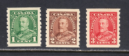 Canada 1935 Coils, Mint Mounted, See Notes, Sc# 228-230, SG 352-354 - Roulettes