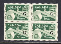 Canada 1955-62 Official, Mint No Hinge, Block, Sc# O45, SG O207 - Aufdrucksausgaben