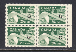 Canada 1955-62 Official, Mint No Hinge, Block, Sc# O45, SG O207 - Aufdrucksausgaben