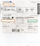 2 CARTES D'EMBARQUEMENT BOARDING PASS United & America - Boarding Passes