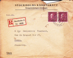 VP-P-T.18-506 : ENVELOPPE LETTRE RECOMMANDEE AFFRANCHIE A 35 ÖRE FEVRIER 1936. STOCKHOLM RADHUSTRÄTT - Sonstige & Ohne Zuordnung