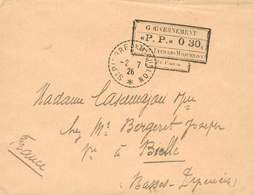 SAINT-PIERRE ET MIQUELON LETTRE 2/7/1926 P.P. 0.30 PENURIE TIMBRES POUR BIELLE TB - Lettres & Documents