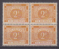 A0273 - CONGO BELGE TAXE Yv N°77(A) BLOC ** - Unused Stamps