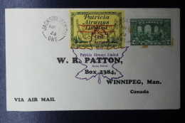 Canada: FFC Jackson Manion -> Sioux Lookout  9-3-1928  Patricia Airways Ltd.  Pilot Charles Sutton Special Label - First Flight Covers