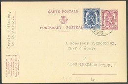 CANTONS De L'EST - E.P Carte 40cent (+ Tp 50c.) Obl. Sc GEMMENICH Du 11-12-1950 Vers Plombières-Montzen - 13368 - Postcards 1934-1951