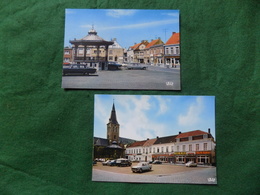 VINTAGE BELGIUM: AALTER Nobelstede Kerkplein X2 Colour CARS - Aalter