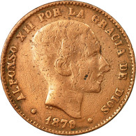 Monnaie, Espagne, Alfonso XII, 10 Centimos, 1879, Madrid, TB+, Bronze, KM:675 - First Minting