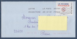 = Le Souvenir Français Le 28.12.09 TVP LP 20g. Sur Enveloppe, Cadre Philaposte - Covers & Documents