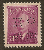 CANADA 1949 3c OHMS Perfin SG O161 HM #IL51 - Perforés