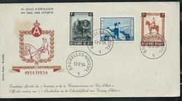 FDC Des N° 938/40 Obl. Bruxelles-Brussel 1  Le 17/02/54  Souvenir  ; Reconnaissance Au Roi Albert - 1951-1960
