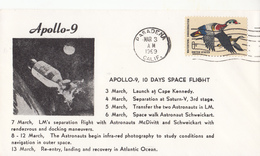 USA 1969 Apollo-9 Spacecraft Launched By Saturn V Commemoraitve Cover - America Del Nord