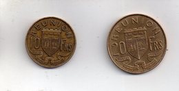 Sac X  : Monnaie Coin Lot De 2 - Ile De La Réunion 10 Francs 1962 Et 20 Francs 1964 - Reunion