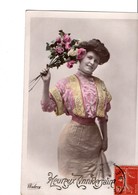 Illustrateur  WALERY. V B C N°3295 - 24° "Heureux Anniversaire" Femme Avec Des Fleurs, Coiffure. Voir Scan - Walery