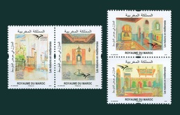 MOROCCO MAROC MORROCCO EUROMED 2018 HOUSES OF THE MEDITERRANEAN MAISONS WATER EAU FOUNTAIN FONTAINE  - JOINT ISSUE - MNH - Water