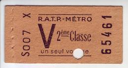 - Ancien Ticket De Métro - R.A.T.P. - METRO - - Europa