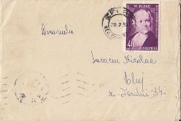 WILLIAM BLAKE, POET, STAMP ON COVER, 1959, ROMANIA - Lettres & Documents