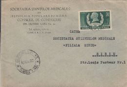 I.L. CARAGIALE, WRITER, STAMP ON COVER, 1952, ROMANIA - Cartas & Documentos