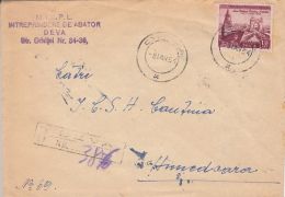 ROMANIAN-SOVIET FRIENDSHIP, STAMP ON REGISTERED COVER, 1954, ROMANIA - Lettres & Documents
