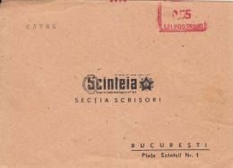 AMOUNT 0.55 RED MACHINE STAMPS ON COVER ADRESSED TO SCANTEIA NEWSPAPER OFFICE, ABOUT 1960, ROMANIA - Cartas & Documentos