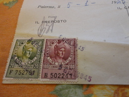 MARCHE DA BOLLO TASSA DI TRASPORTO LIRE 100 + LIRE 20-1945 SU RICEVUTA - Steuermarken