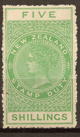 NZ 1882 5/- QV Long Type SG F102 HM #APA11 - Fiscali-postali